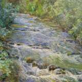 „Berg-Fluss nach dem Regen Malerei von Aleksandr Dubrovskyy“ Leinwand Ölfarbe Impressionismus Landschaftsmalerei 2009 - Foto 1