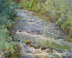 Mountain river after rain Painting by Aleksandr Dubrovskyy