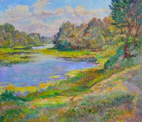 By the river Painting by Aleksandr Dubrovskyy