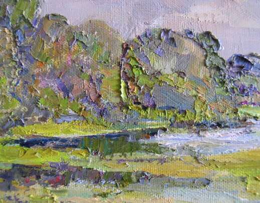 „Durch den Fluss Gemälde von Aleksandr Dubrovskyy“ Leinwand Ölfarbe Impressionismus Landschaftsmalerei 2017 - Foto 5