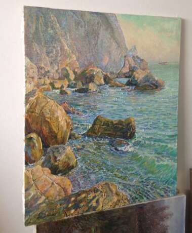 “On The Rocks Painting by Aleksandr Dubrovskyy” Canvas Oil paint Impressionist Landscape painting 2005 - photo 2