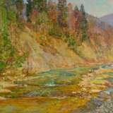 “Mountain river Painting by Aleksandr Dubrovskyy” Canvas Oil paint Impressionist Landscape painting 2013 - photo 1