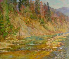 Mountain river Painting by Aleksandr Dubrovskyy