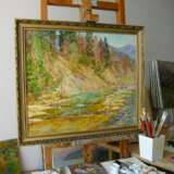 “Mountain river Painting by Aleksandr Dubrovskyy” Canvas Oil paint Impressionist Landscape painting 2013 - photo 2