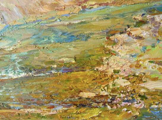 “Mountain river Painting by Aleksandr Dubrovskyy” Canvas Oil paint Impressionist Landscape painting 2013 - photo 3