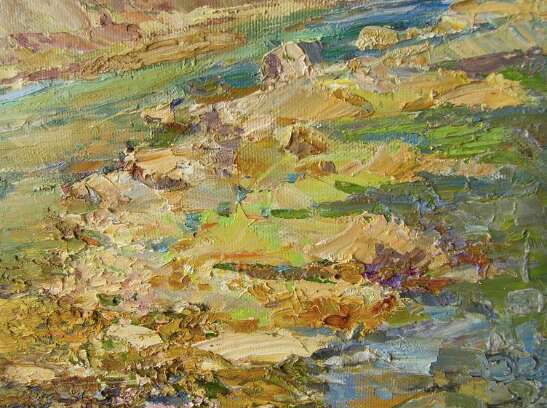 “Mountain river Painting by Aleksandr Dubrovskyy” Canvas Oil paint Impressionist Landscape painting 2013 - photo 4