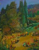 Evening maritime city Painting by Aleksandr Dubrovskyy Evening maritime city Painting by Aleksandr Dubrovskyy