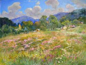 Blooming meadow Painting by Aleksandr Dubrovskyy