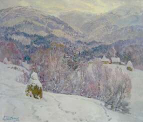 Winter in the mountains Painting by Aleksandr Dubrovskyy