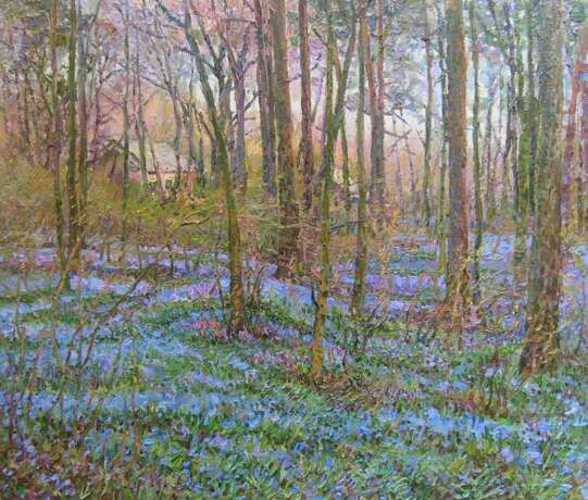 “First Snowdrops Painting by Aleksandr Dubrovskyy” Canvas Oil paint Impressionist Landscape painting 2009 - photo 1