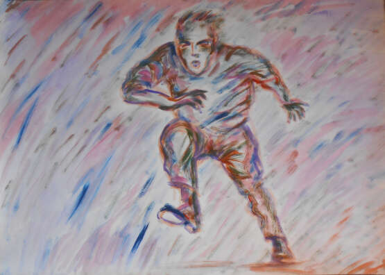 “Running man” Cardboard Mixed media Impressionist Mythological 2020 - photo 1