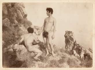 Two young man on the rocks 1900