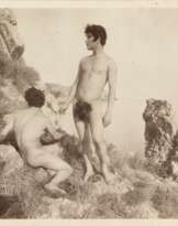 Two young man on the rocks 1900