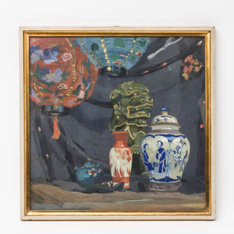 ZIMMERMANN, JOSEF (Maler 20. Jahrhundert), "Stillleben mit asiatischer Skulptur, Gefäßen und Lampions", - photo 2