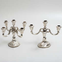 BRUCKMANN Paar 5-flammige Kerzenleuchter, 835 Silber, 20. Jahrhundert