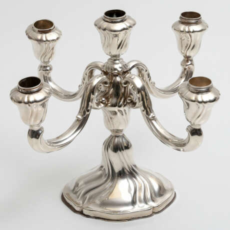 BRUCKMANN Paar 5-flammige Kerzenleuchter, 835 Silber, 20. Jahrhundert - photo 3