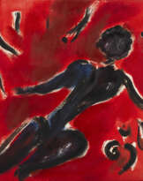 Figura su sfondo rosso