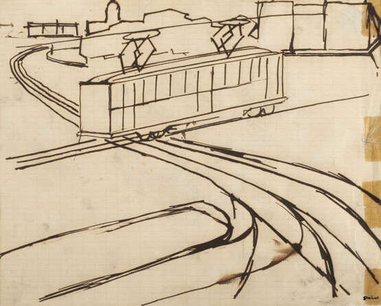 Mario Sironi. Paesaggio urbano con tram 1920 circa - Foto 1
