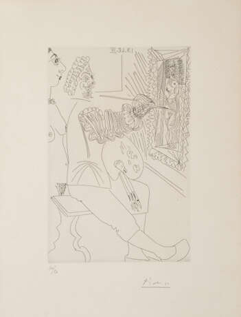 Pablo Picasso. Artiste Peintre au travail, avec un Modèle laid (from la Serie 347) 1968 - фото 1