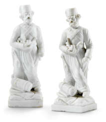 TWO BISCUIT PORCELAIN FIGURES OF COSSACKS 