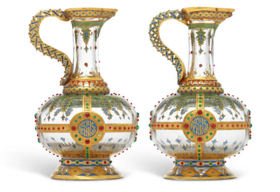 Imperial Glass Factory. TWO ENAMELLED GLASS KVAS JUGS  - photo 1