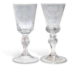 TWO GLASS GOBLETS 