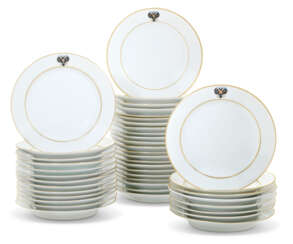 FORTY THREE PORCELAIN DINNER PLATES FROM THE ALEXANDER III CORONATION SERVICE