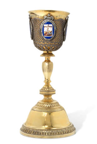 A LARGE SILVER-GILT AND ENAMEL CHALICE - photo 1