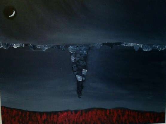 Painting “Darkness.”, Canvas, Acrylic paint, Abstractionism, Landscape painting, 2020 - photo 1