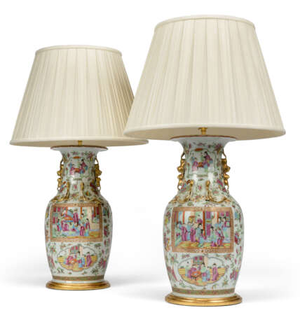 A PAIR OF CHINESE FAMILLE ROSE PORCELAIN VASES, MOUNTED AS LAMPS - photo 1