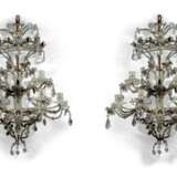 A PAIR OF FRENCH GILT-METAL AND ROCK CRYSTAL SIX-LIGHT WALL-APPLIQUES - фото 1