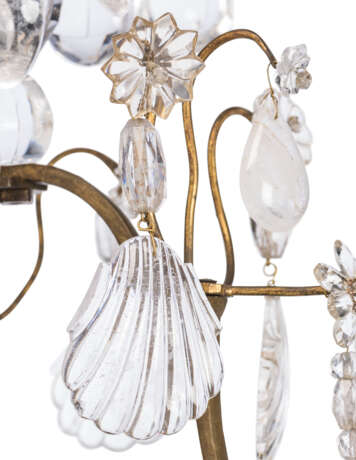 A FRENCH GILT-METAL, CLEAR AND AMBER ROCK CRYSTAL NINE-LIGHT CHANDELIER - photo 2