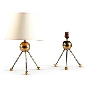 A PAIR OF SILVERED AND GILT-METAL 'SPUTNIK' LAMPS - фото 1