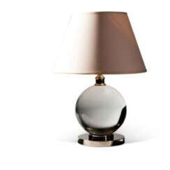 A SILVERED-METAL AND GLASS LAMP