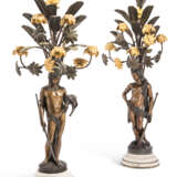 A PAIR OF NAPOLEON III ORMOLU AND PATINATED-BRONZE SIX-LIGHT FIGURAL CANDELABRA - photo 1