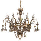 A PAIR OF LARGE FRENCH 'ART NOUVEAU' BRASS EIGHT-LIGHT CHANDELIERS - photo 3