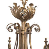 A PAIR OF LARGE FRENCH 'ART NOUVEAU' BRASS EIGHT-LIGHT CHANDELIERS - photo 4