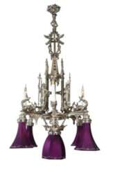 A NORTH EUROPEAN SILVERED-BRASS NINE-LIGHT CHANDELIER