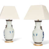 A PAIR OF CHINESE BLUE AND WHITE PORCELAIN VASES, MOUNTED AS LAMPS - фото 2