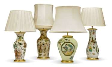 FOUR DECALCOMANIA LAMPS