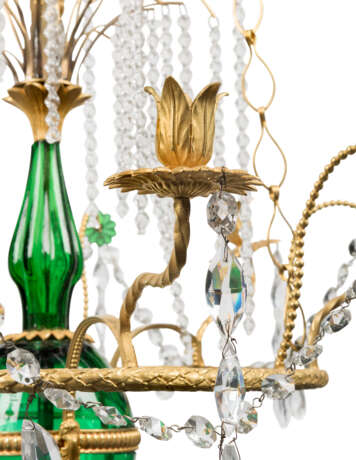 A NORTH EUROPEAN GREEN AND CUT-GLASS SIX-LIGHT CHANDELIER - фото 4