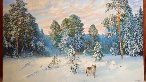 Painting “Winter evening”, Canvas, Oil paint, Realist, Landscape painting, 2019 - photo 1