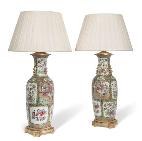 A PAIR OF CHINESE PORCELAIN FAMILLE ROSE VASES, MOUNTED AS LAMPS - photo 1
