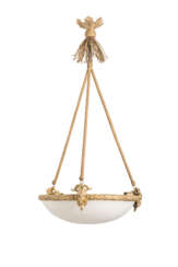A FRENCH ORMOLU AND ALABASTER HANGING LAMP