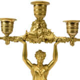 A PAIR OF CHARLES X ORMOLU AND MOTHER-OF-PEARL 'PALAIS-ROYAL' THREE-LIGHT CANDELABRA - photo 2