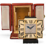 Cartier. ART DECO ONYX AND ENAMEL MINIATURE TABLE CLOCK, CARTIER - Foto 3