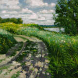 Картина «дорога.озеро», Холст, Масляные краски, Реализм, Пейзаж, 2016 г. - фото 1