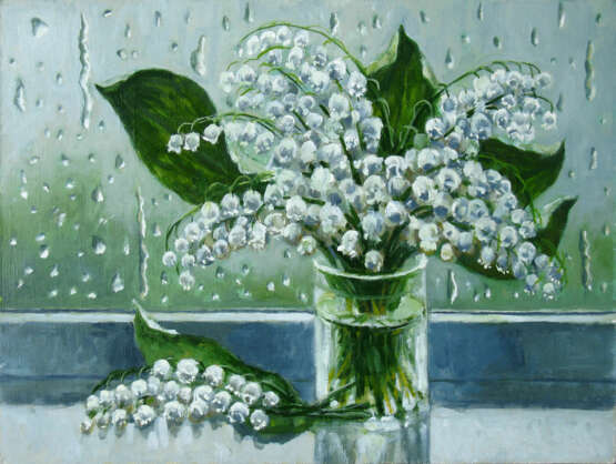 Painting “lilies of the valley”, Canvas, Oil paint, Realist, Still life, 2016 - photo 1