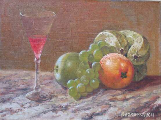 Painting “grapes and bananas”, Canvas, Oil paint, Realist, Still life, 2004 - photo 1