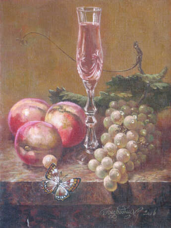 Painting “with butterfly”, Canvas, Oil paint, Realist, Still life, 2006 - photo 1